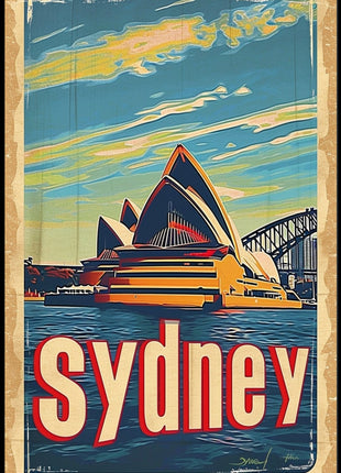 Sydney Skyline Vintage Travel Art: Urban Cityscape Poster