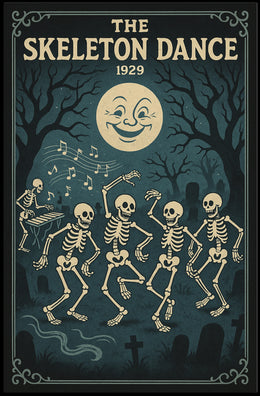 Dancing Skeletons Vintage Halloween Pop Culture Poster