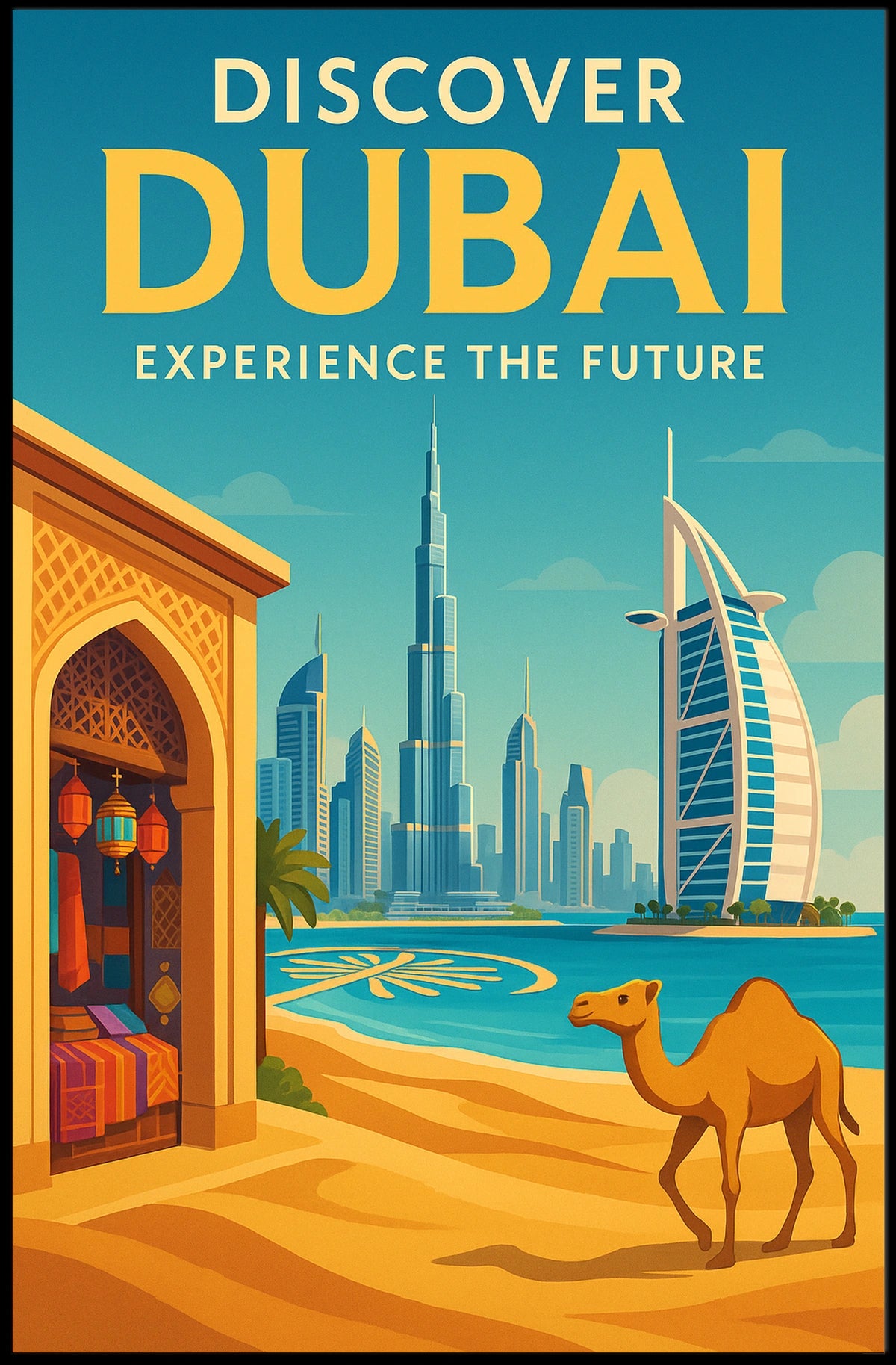 Dubai City Poster Modern Skyline Art For Travel Lovers
