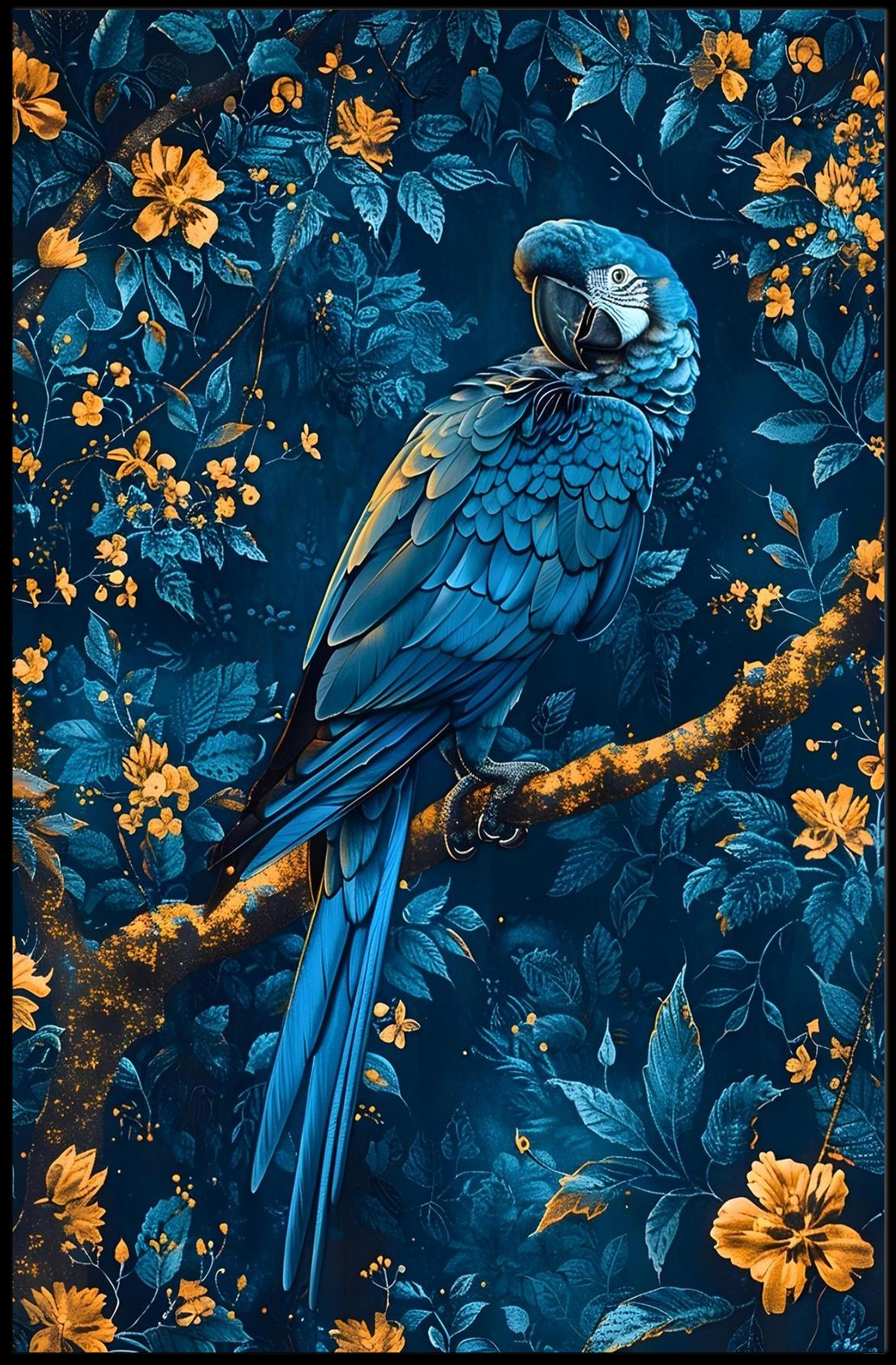 Vibrant Blue Macaw Exotic Animal Poster