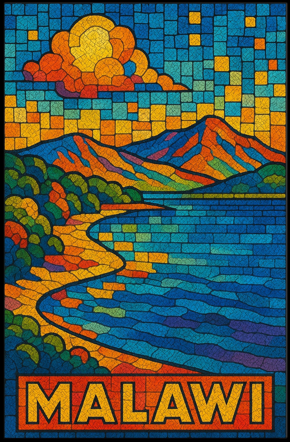 Malawi Scenic Mosaic Poster