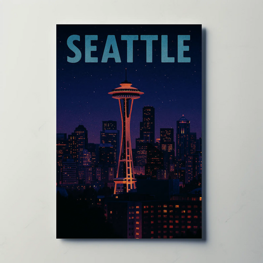Seattle Skyline With Space Needle Travel Poster