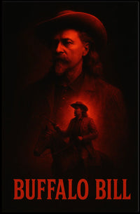 Buffalo Bill Portrait with Cowboy and Rider - Heritage Poster