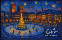 Oslo Winter Night Photography Realism Poster