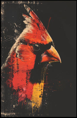 Cardinal Bird Abstract Art Poster: Bold & Vibrant