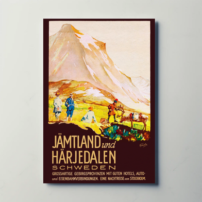 Jämtland Härjedalen Swedish Mountain Landscape Vintage Travel Poster