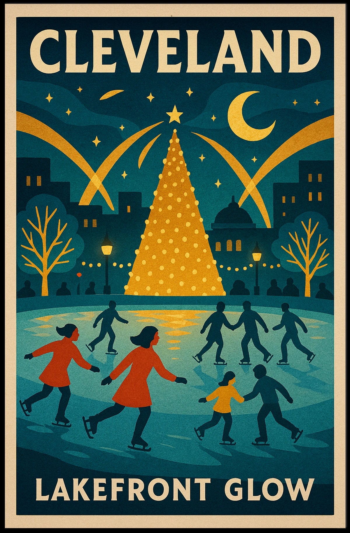 Cleveland Lakefront Glow Poster