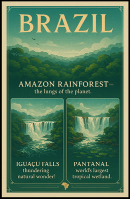 Brazil's Natural Wonders Vintage Travel Poster Art
