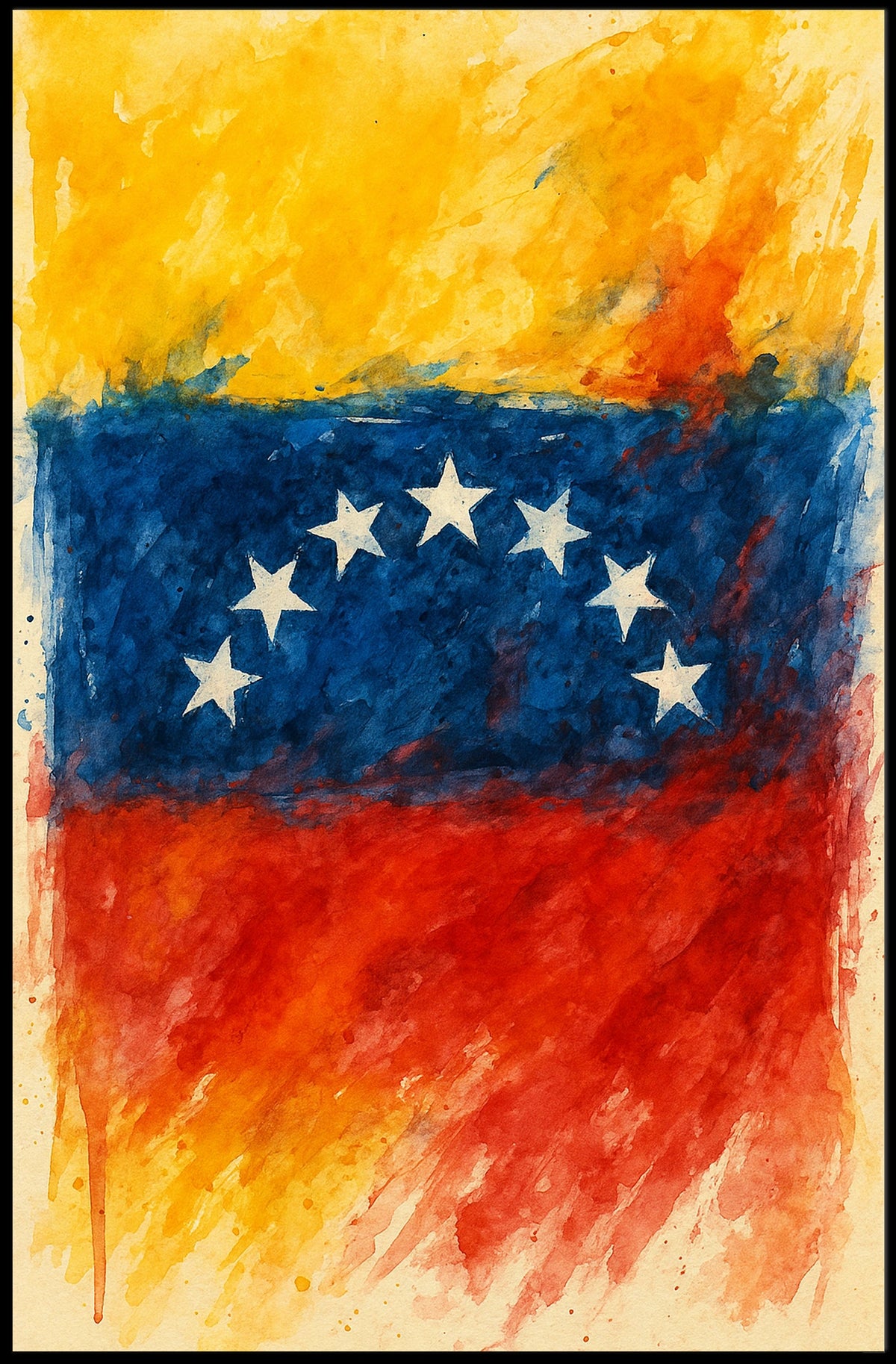 Vibrant Venezuelan Flag Wanderlust Art Poster
