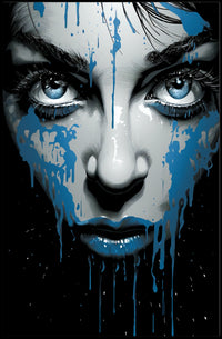 Striking Blue-Eyed Woman Abstract Art Poster