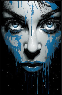 Striking Blue-Eyed Woman Abstract Art Poster