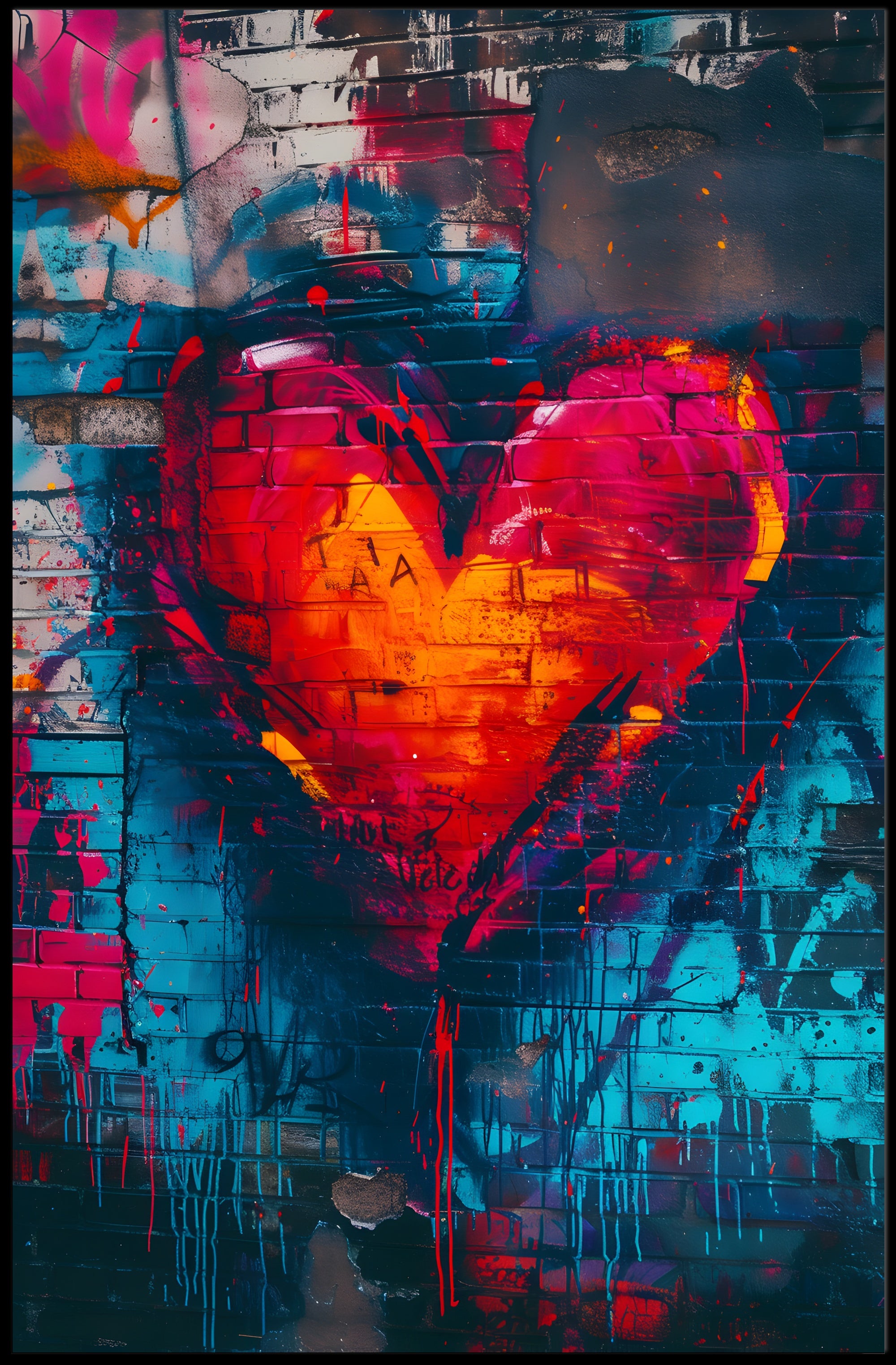 Heart Graffiti Art Poster for Urban Decor