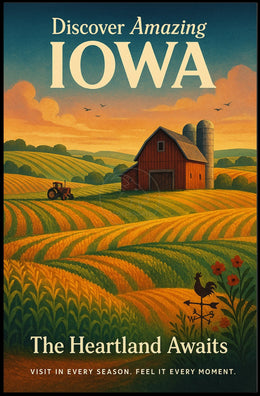 Iowa Heartland Vintage Travel Poster