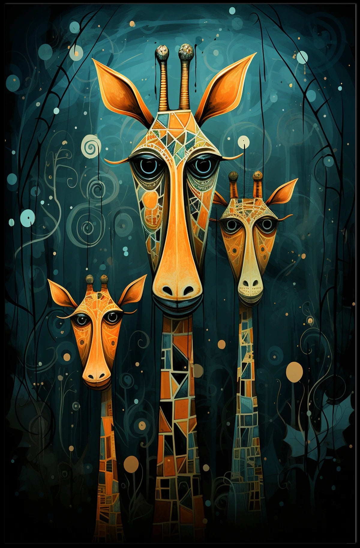 Giraffe Mosaic Surreal Art Poster: Whimsical Abstract Artistic Poster