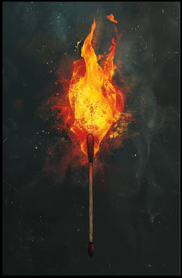Ignite Your Space: Ablaze Matchstick Art Poster
