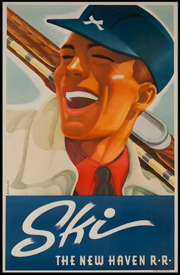 Vintage Ski and New Haven Travel Poster PosterGoat