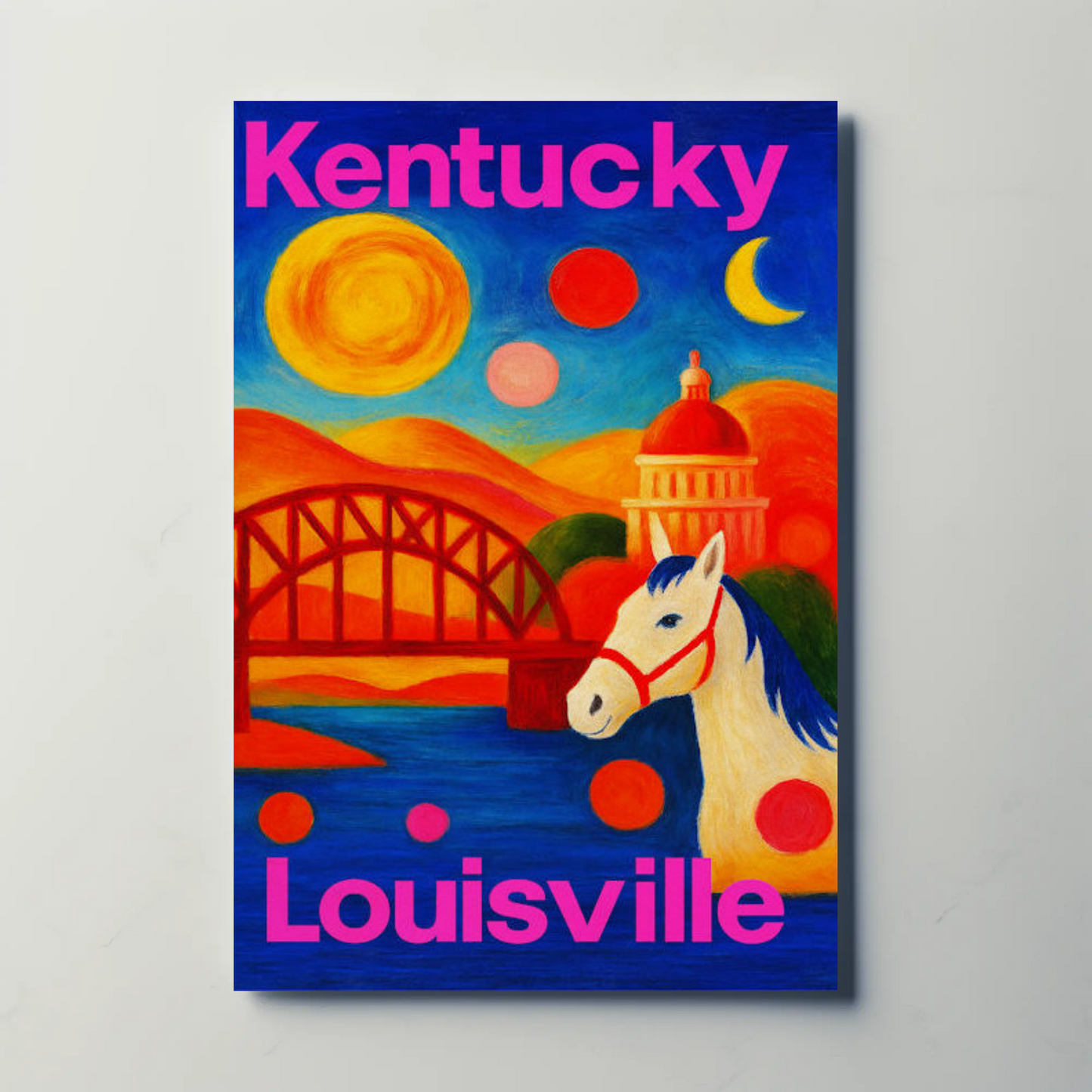 Kansas City Missouri Riverfront Sunset Cityscape Travel Poster