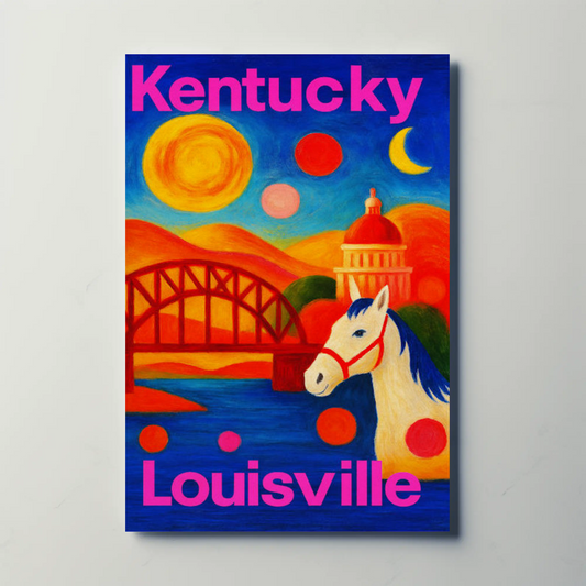 Kansas City Missouri Riverfront Sunset Cityscape Travel Poster