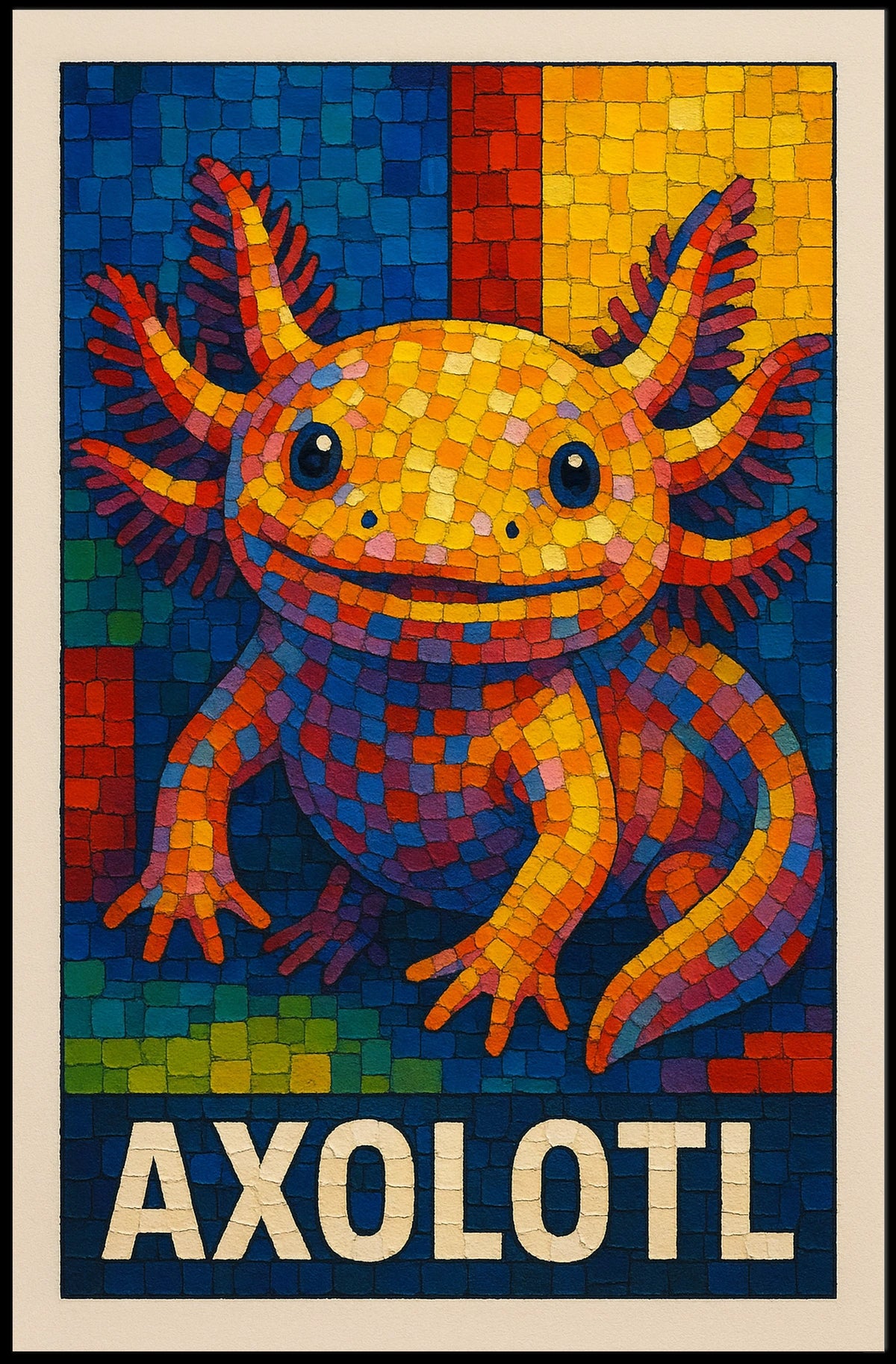 Axolotl Mosaic Art Poster