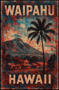 Waipahu Hawaii Vintage Art Deco Travel Collectors Poster