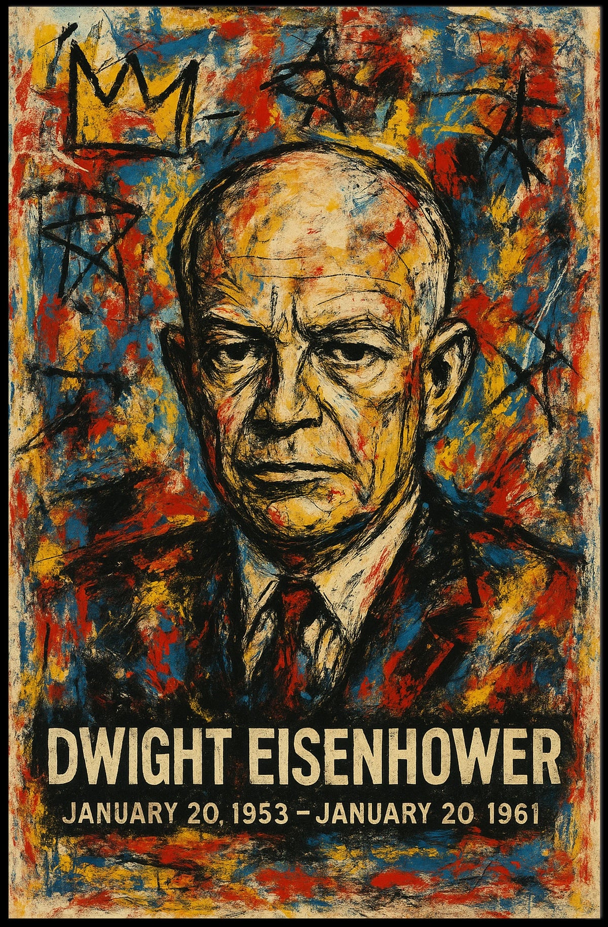 Eisenhower Abstract Portrait: Bold Presidential Art Print
