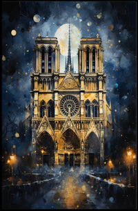 Gothic Splendor Notre-Dame At Night Poster