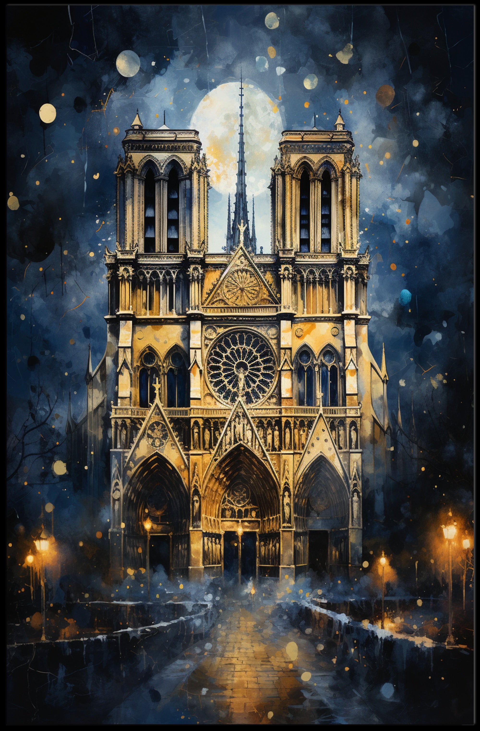 Gothic Splendor Notre-Dame At Night Poster