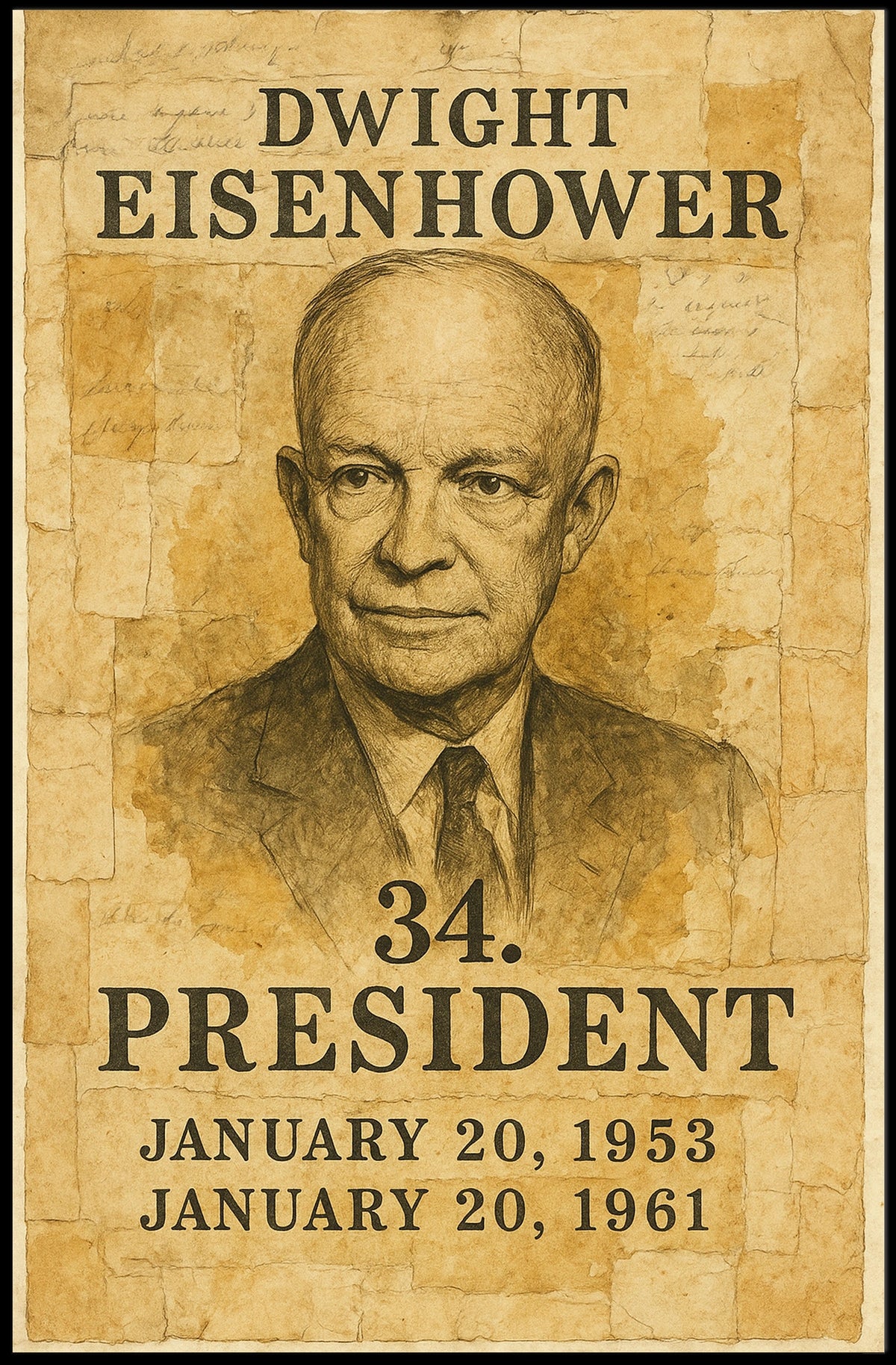 Eisenhower Vintage Presidential Portrait Collectors Poster