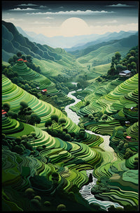 Serene Terraced Landscape Poster