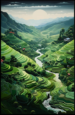 Serene Terraced Landscape Poster
