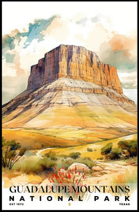 Guadalupe Mountains Watercolor Wall Art Poster