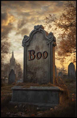 Spooky Graveyard Halloween Tombstone Eerie Poster
