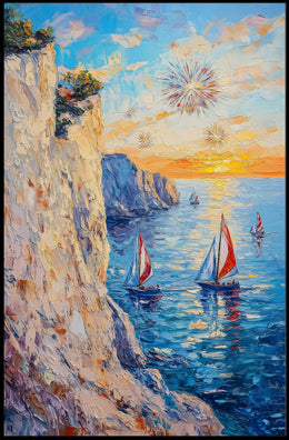 pixelmotion copyai 35099 Thick oil impasto painting of a coastal cl 5e7818ef ccf4ef9bde5b64623829Poster