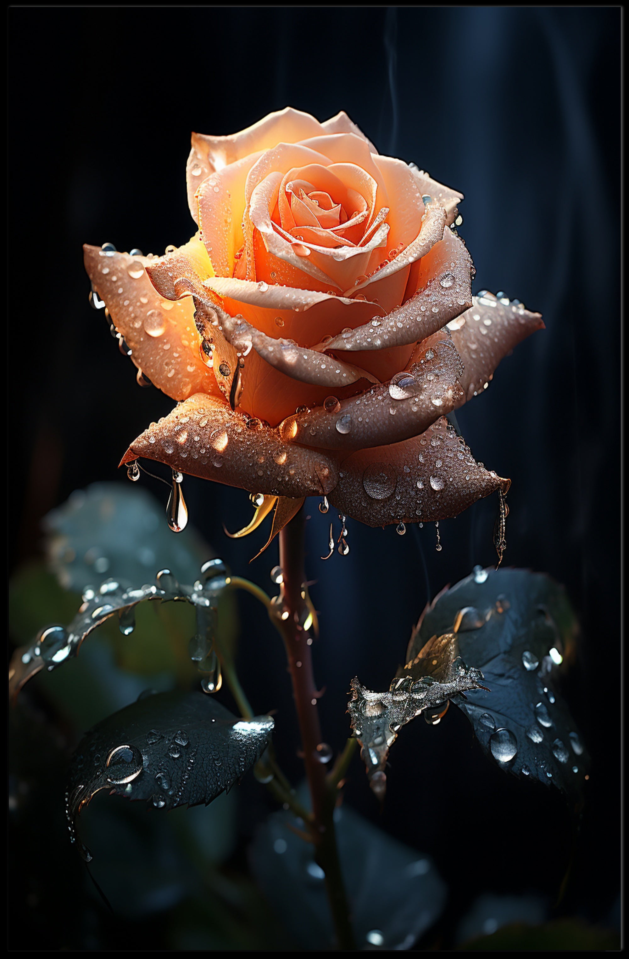 Dew-Kissed Rose Poster PosterGoat