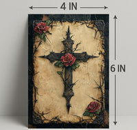 Thorned Cross And Roses Poster