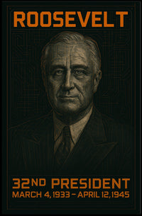 Franklin D. Roosevelt 32nd President of the United States Techno Schematic Poster
