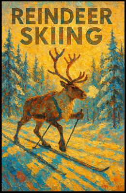Reindeer Skiing Adventure Poster