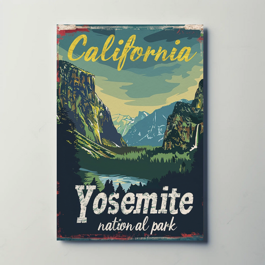 California Yosemite Valley Scenic Travel Poster