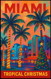 Miami Tropical Christmas Poster