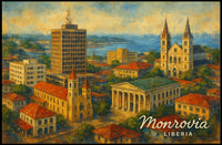Monrovia Liberia Skyline Digital Painting Travelers Poster