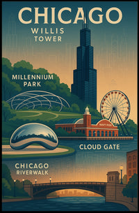 Discover Chicago Landmarks Poster