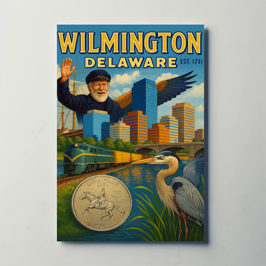 Wilmington Delaware Sailor Heron Train Travel Poster