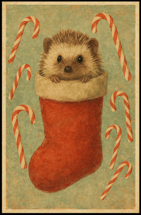 Holiday Hedgehog in a Stocking Poster