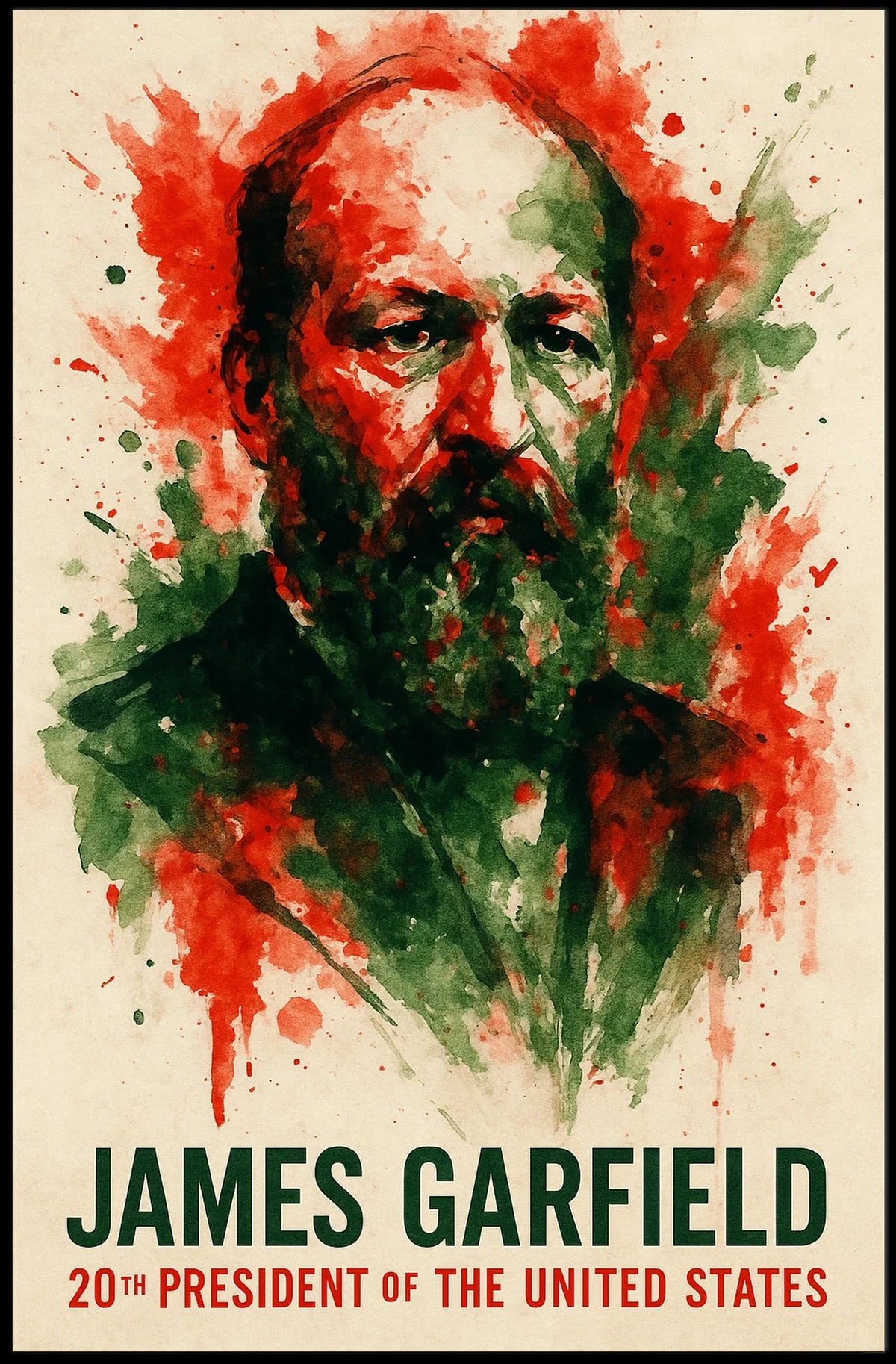 James Garfield Abstract Watercolor Portrait Historical Poster