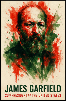 James Garfield Abstract Watercolor Portrait Historical Poster