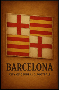 Barcelona City of Gaudí and Football Poster