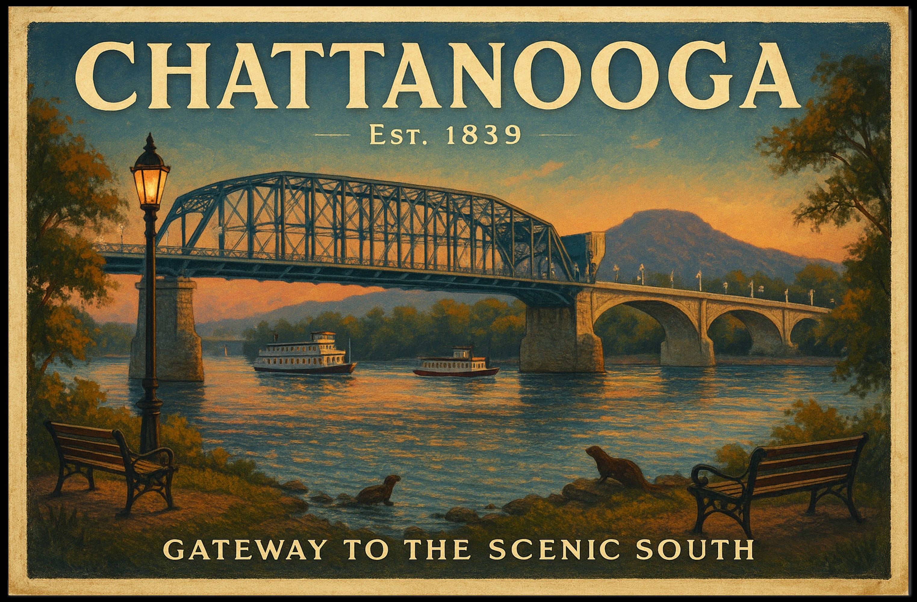 Chattanooga Scenic South Travel Poster Print