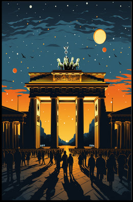 Sunset At The Brandenburg Gate Poster