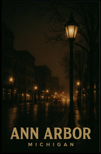 Ann Arbor Night Cityscape Photography Collectors Poster