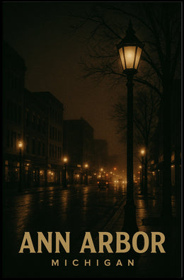 Ann Arbor Night Cityscape Photography Collectors Poster